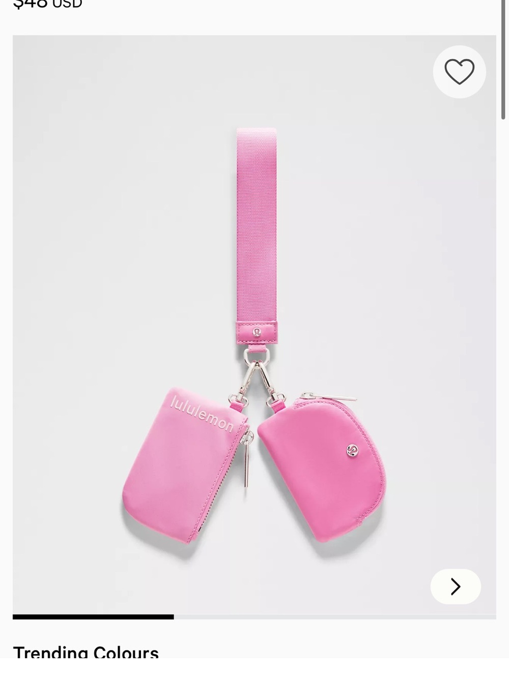 Lululemon Pink Wristlet Duo - Two Pouches on Strap